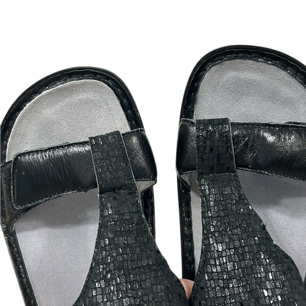 ALEGRIA Kendra Black Shimmer T-Strap KEN-765 Sandals Womens - Picture 2 of 14